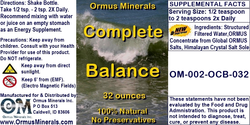 Ormus Minerals - Complete Balance Ormus Minerals - Complete Balance