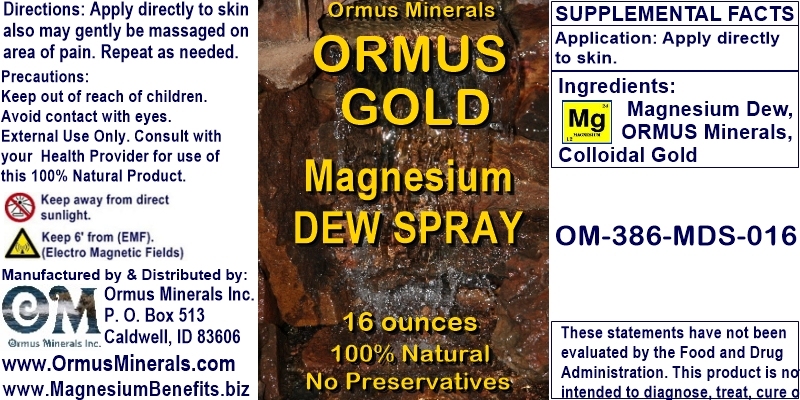 Ormus Minerals - ORMUS GOLD Magnesium Dew Spray